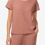 Tommy John Womens Zen Waffle Knit Tee Short Sleeve Light Mahogany Pink Large Photo 0