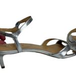 Talbots Pila Criss-Cross Leather Sandals Metallic Silver Kitten Heel Dressy 10 Photo 4