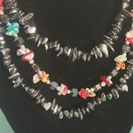 Hematite and Multicolor Chipped Gemstone Bead Necklaces Set Black Photo 1