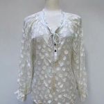 Aratta Silent Journey Shirt Sz S Mabel Blouse Ivory Beaded Sheer Boho Coastal Photo 0