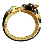 VTG Black Enamel Panther Door Knocker Bangle Bracelet Hinge Ciner Style Gold Photo 0