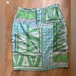 Y2K Patchwork 100% Silk Mini Skirt Green Blue Size 4 Lizzie McGuire Vibes Photo 3