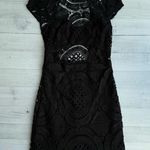 Bebe  Elegant Black Open Back Lace Mini Dress XS Photo 0