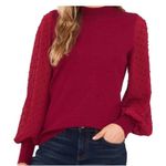 CeCe Burgundy Swiss Dot Sleeve Sweater Size Medium Photo 0