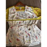 Anthropologie Meadow Rue Bon Voyage Floral Wrap Blouse Cream/Yellow Women sz 14 Photo 9