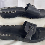Timberland Black Leather Slip On Comfort Stitching Non-Slip Slide Sandals 6.5 Photo 0