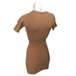 Princess Polly  Brown Ribbed Knit Short Sleeve Henley Mini Bodycon Dress Size 4 Photo 1