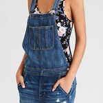American Eagle Outfitters Blue Distressed Overalls Photo 0