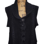 Alfred Dunner Alfred Dunner Sweater Vest Cable Knit Button Front Wool Blend Black 1X Photo 0