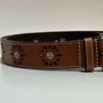 Lands' End Women’s Cut-Out Floral Design Leather Belt Photo 2