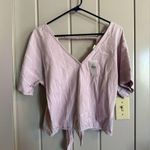 American Eagle NWT  Women XS Lavender Stripe Linen Blend Oversized Tie Back Top Photo 0