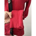 Babette Ballinger Sweater Size M Gothic Red Black Trim Button Front Ribbed Knit Size M Photo 4