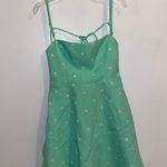 ZARA NWT Green Linen Polka Dot w/ Pocket Straight Neckline Mini Dress S 4661/371 Photo 4