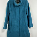 Talbots Womans  Petite Button Down Winter Coat 12 P Turquoise Lined Wool Blend Photo 0
