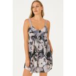 Susana Monaco NWT Grey Floral Mini Dress 4 Babydoll Y2K Fairy Goth Whimsical Art Photo 8