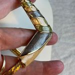 Vintage V shaped pastel enamel flat lay chain necklace Gold Photo 2