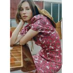 ZARA Puff Off the Shoulder Sleeve Smocked Mini Dress in Pink Daisy size M Photo 12