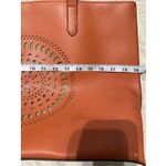 Neiman Marcus Boho Western Orange Tote Bag Laser Cut Medallion Handbag Photo 13