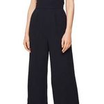 Reiss Amika Crepe Wide Leg Ruffle Sleeveless Cutout Jumpsuit Navy Blue 10 Photo 0