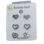 Boutique NWT Silver-Tone 3-Pack Heart Cut-Out Earrings Photo 0