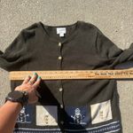 Y2K Christopher & Banks Hand Crochet Rustic Snowman Winter Christmas Cardigan XL Green Photo 6