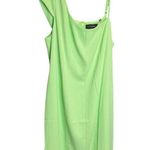 11 Honoré NEW 11 Honore Solange Midi Dress 16 Green One Shoulder Shift Woven Square Neck Photo 1