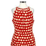 Eliza J Brush Dot Sleeveless A-Line Halter Dress Dark Coral Ivory Size 12 Photo 1