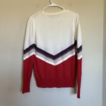 Ontwelfth Sweater Womens Medium Red Ivory Stripe Long Sleeve Crewneck Photo 5