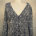 ZARA Dress Animal Print Leopard Black and White Button Front Size Large Photo 2