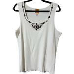 Ruby Rd women’s XL ivory tank ribbed and beaded semi sheer see pics for flaws White Photo 10
