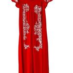 Free People Orange & White Rayon Off Shoulder Elastic Wide Leg Jumpsuit XS Photo 3