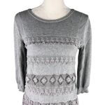 Sundance  Lovely Day Sweater Dress Medium Gray Lace Crochet Photo 7