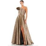 Mac Duggal 67297 Womens Antique Gold One Shoulder Metallic Ballgown Dress Photo 2