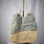 Sun n Sand Woven Tote 18"x17" Large Gray Tan Beach Pool Shoulder Bag Summer Gray Photo 3