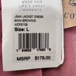 Faherty Jean Jacket Dress Organic Cotton Brownie Button Front Long Sleeve Large Photo 4