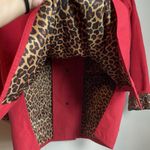 Dennis Basso SIZE MEDIUM RED LEOPARD PRINT LINING SNAP FRONT MID LENGTH JACKET Photo 7