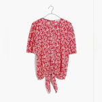 Madewell Crinckled Button-Back Tie Tee in Full Bloom XS Photo 1