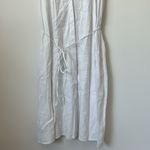 Vince  Sleeveless Shirred Band Collar Linen Blend Midi Dress in White Size: M Photo 4