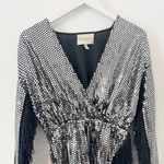 Opulence England Silver Fringe Metallic Formal Dress Size Small S 4 Photo 2