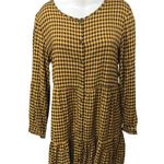 BeachLunchLounge  Yellow Gingham Check Long Sleeve Ruffle Button Up Mini Dress XL Photo 0