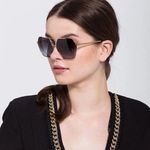 Dolce & Gabbana DG2157 Gold Aviator Polarized Polygon Sunglasses Black Photo 0