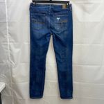 American Eagle ‎ women's dark medium wash ripped skinny super stretch jeans 10 Photo 4