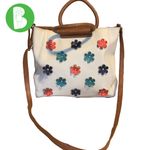 Relic  BEIGE LEATHER CROSSBODY PURSE WITH RAISED MULT-COLOR FLORAL DETAILS Photo 1