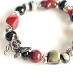 Star Bracelet Black Red Silver Butterfly Snake Boho Ceramic Stretchy Multiple Photo 4