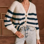 Sézane  Basile V-Neck Oversized Striped Cardigan | Sz Small | Ecru White & Navy Photo 1