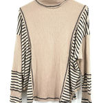 Miss Me  Size Small Sweater Cream Black Stripe Turtleneck Batwing‎ Oversized Knit Photo 0