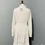 ZARA  Oyster White Bohemian Button-down Lapel Collar Trimmed Midi Dress Sz XXL Photo 14