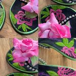 RARE Vintage Y2K Beverly Feldman Pink, Green, and Black Kitten Heels Size 7 Photo 7