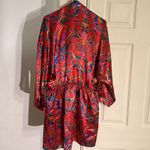 Victoria's Secret NWT VTG Red Floral Print  Short Satin Robe Bridal Lingerie M/L Photo 4