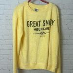 NEW boutique Great Smoky Mountains pastel yellow terry cloth sweatshirt Medium Photo 1